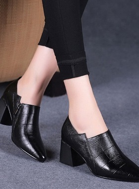 热销FHANCHU 2022 New Women Pumps,Square High Heels,Soft PU L