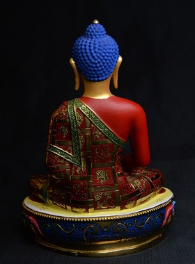 藏式阿弥陀佛佛像神像纯铜彩绘藏传精工佛台吉祥供奉摆件佛像