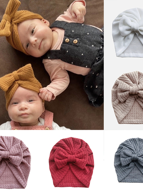 现货2022 Spring Summer Baby Hat Turban CuteN Bows Knitted Ba