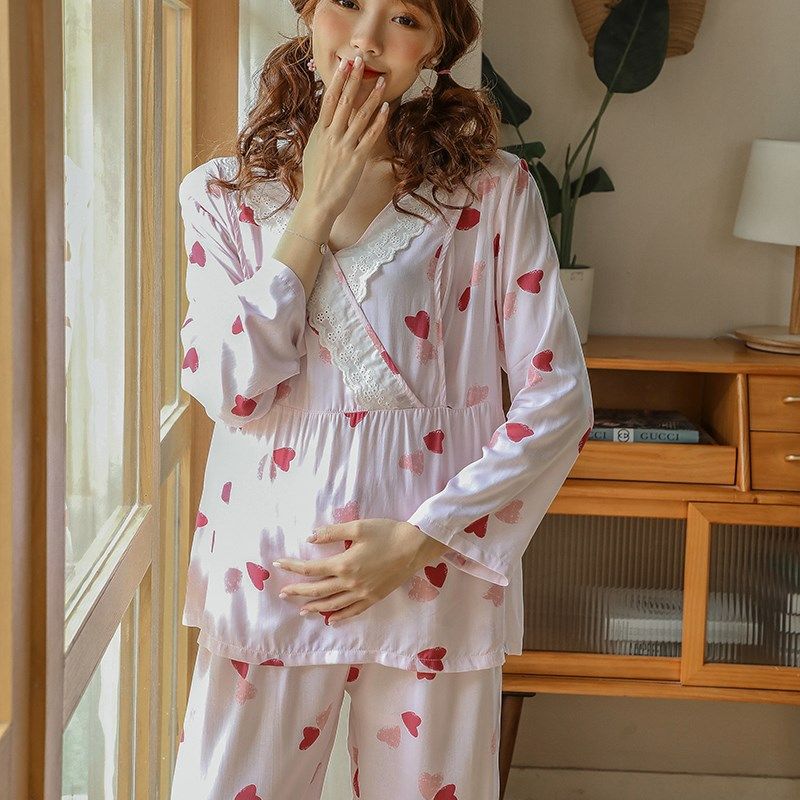 夏秋季棉绸薄款孕妇睡衣产后哺乳套装长袖长裤透S气大码宽松月子,淘宝优惠券,粉丝福利购,淘宝优惠卷