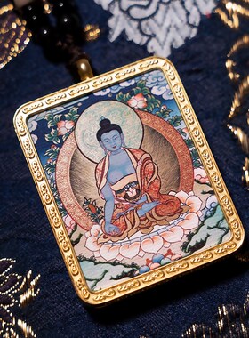 现货西藏唐卡吊坠扎基拉姆普贤菩萨黄财神佛牌项链绿度.母黑财神
