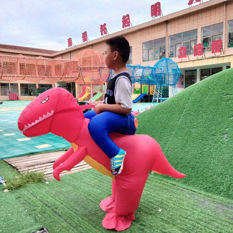 推荐万圣节服装幼儿园侏㑩纪霸王龙衣服儿童骑行充气恐龙亲子玩偶