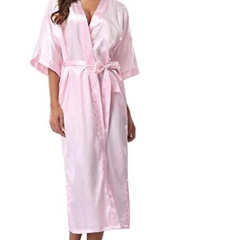 推荐Silk Satin Long Robe Kimono Bath Robes women Sexy Bathro - 图1