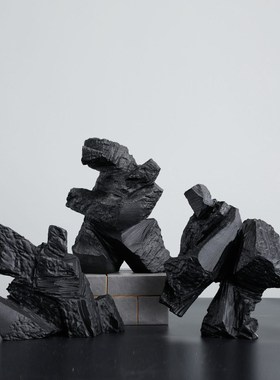 家居饰品客厅电视柜黑色太极抽象人物雕塑装饰品新中式样板房摆件