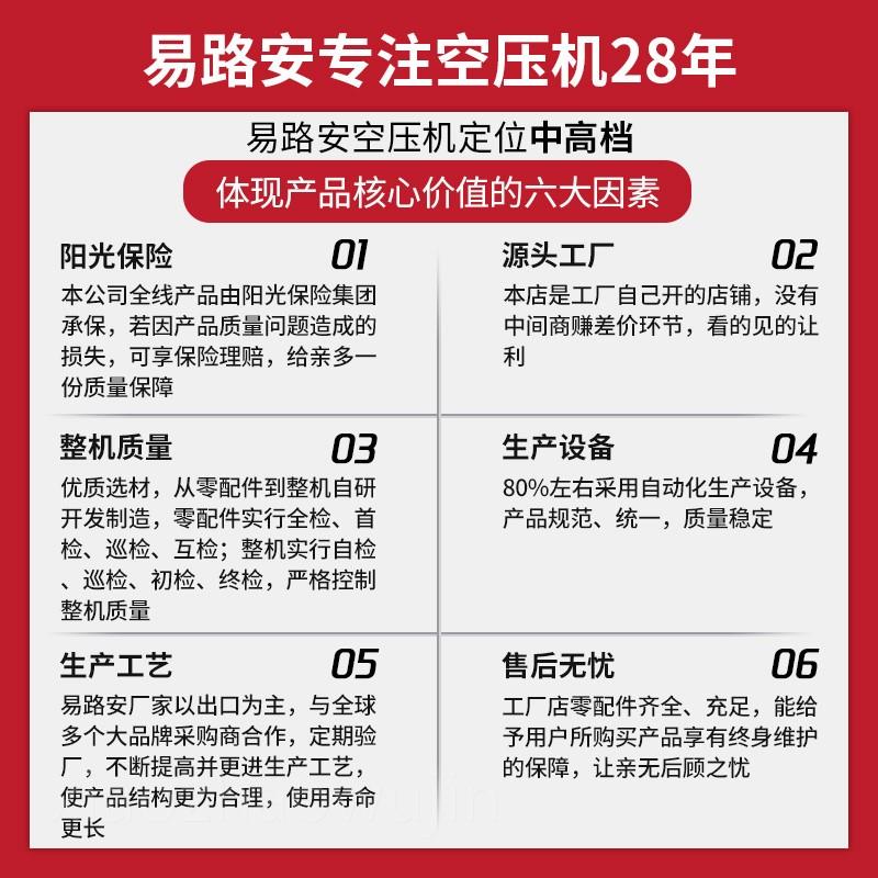 推荐。易路安空压机无油静音气泵小型220V高压空气压缩机木工喷漆