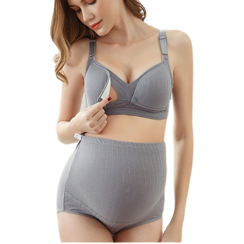 内衣+内裤套装哺乳文胸纯棉孕妇喂奶无钢圈怀孕期胸罩聚拢防下垂,淘宝优惠券,粉丝福利购,淘宝优惠卷