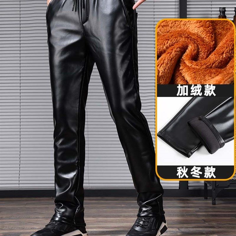 男式皮裤修身皮裤男冬季加绒加厚男款小脚男士保暖机车骑行防水,淘宝优惠券,粉丝福利购,淘宝优惠卷