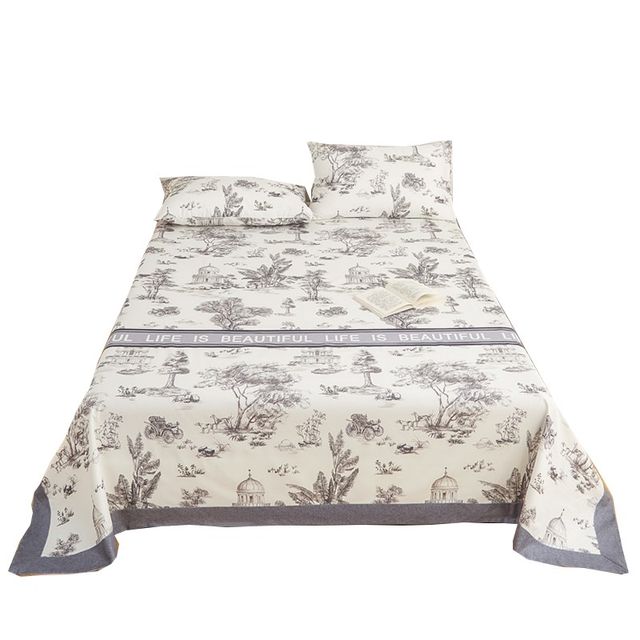 Class A thickened old coarse cloth sheets o single piece 100 cotton student dormitory single double bed single pillowcase three-piece set