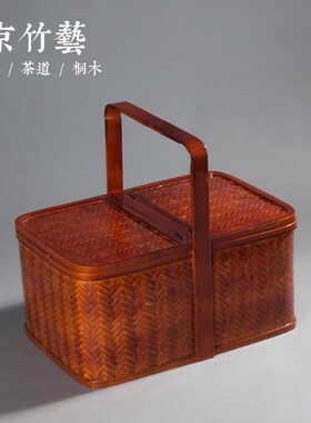 大号竹编藤编清洁篮 酒店PA保洁篮 野餐篮子 购物提篮 物业工具篮