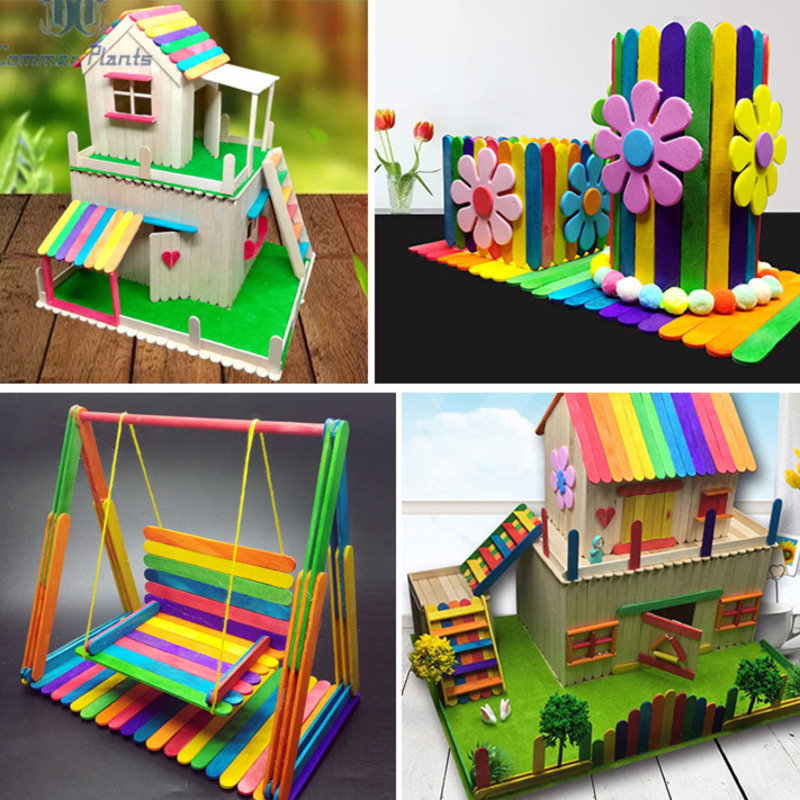 推荐50Pcs/lot Kids DIY Craft Toys Colorful Natural Wood Coun - 图2