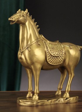 黄铜生肖马纯铜将军马工艺品家居马到成功办公室开业乔迁装饰摆件