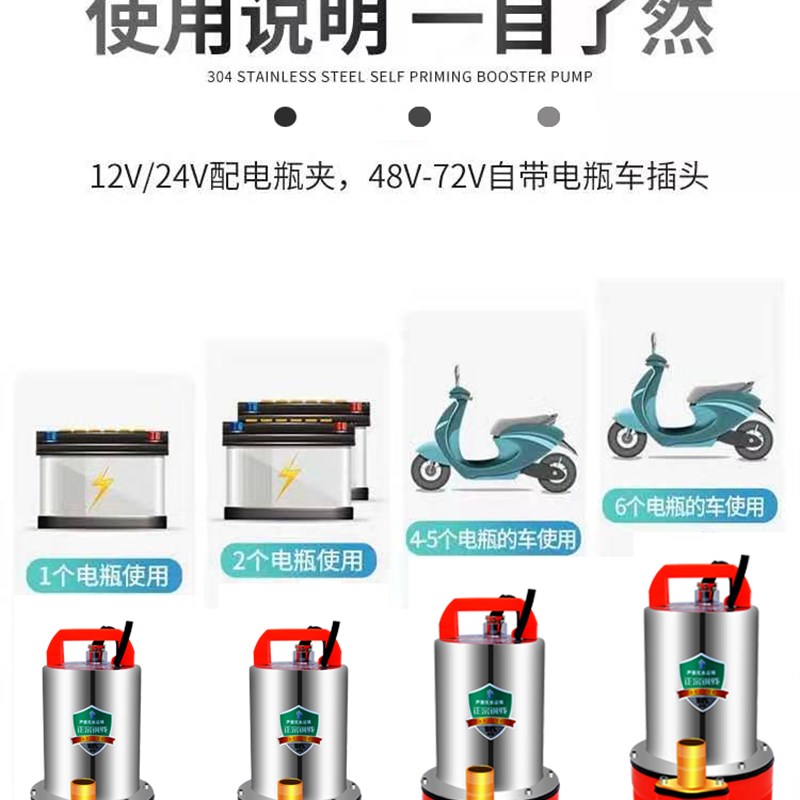 上海直流潜水泵14V24V2抽V60V7G2伏家用电瓶泵电动车农用8水机 - 图1