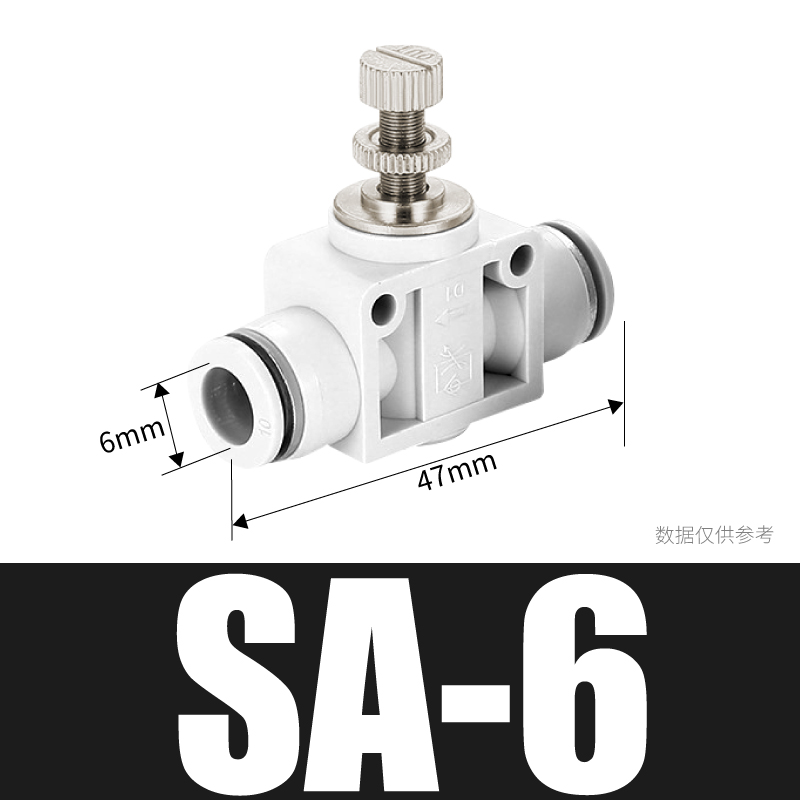白色SA节流调速调节管道阀u快速插气动气管接头元件SA4/6/8/10-图1