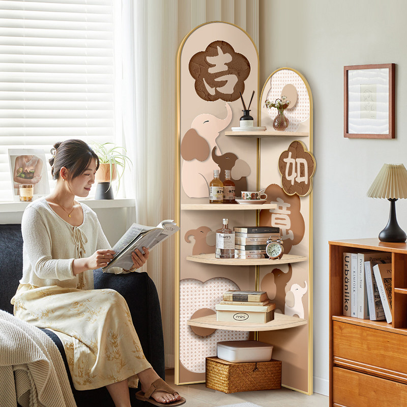 大象客厅转角装饰摆件夹缝多层置物架卧室角落拐角收纳柜画三角柜,淘宝优惠券,粉丝福利购,淘宝优惠卷