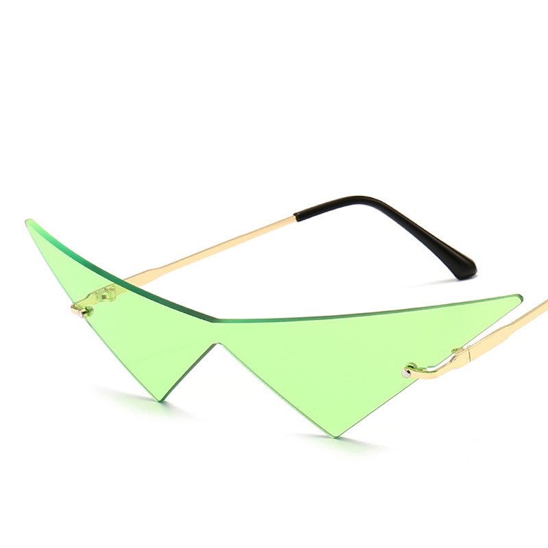 推荐2021 New Personality Cat Eye Sunglasses Women Rimless Tr-图2