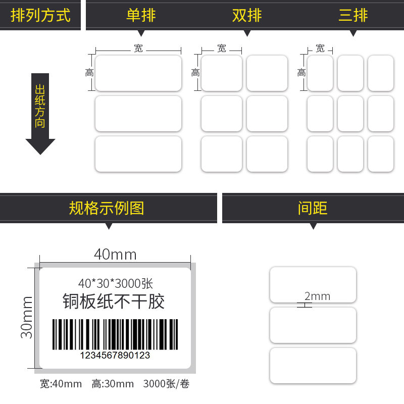 铜版纸不干胶标签条码碳带打印纸32x19 30 32*25 40 50 60 70 80 - 图2