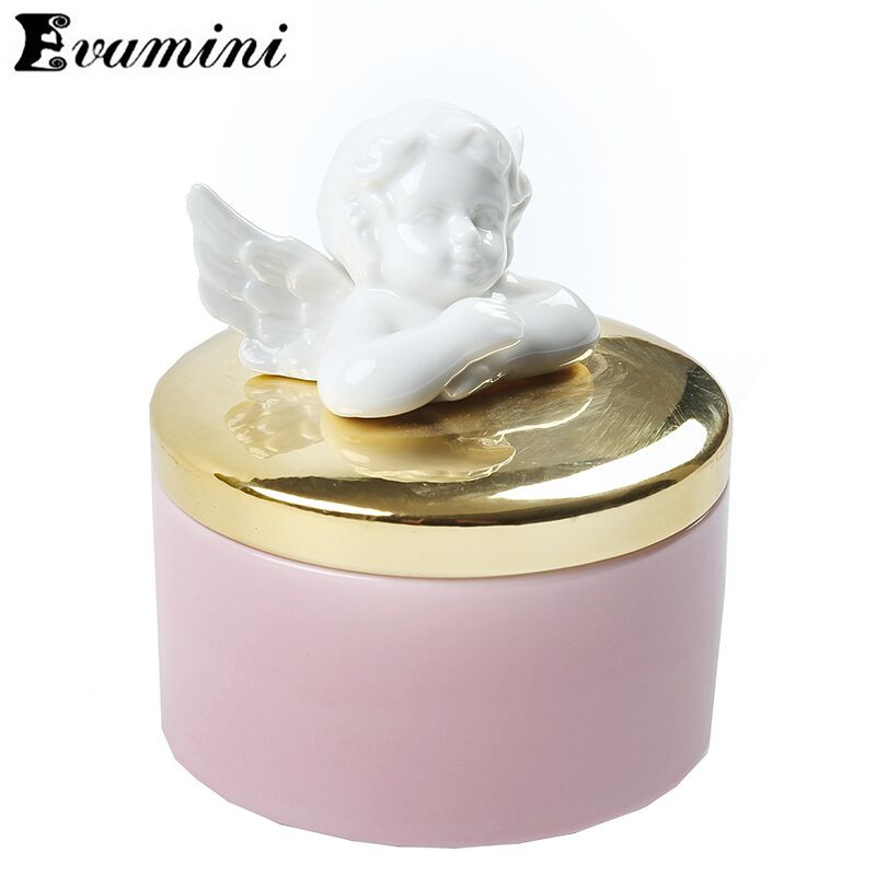 nk Angrl Ceaamic Cen Jewelry BoxFes Wedding Ring Trinket - 图3