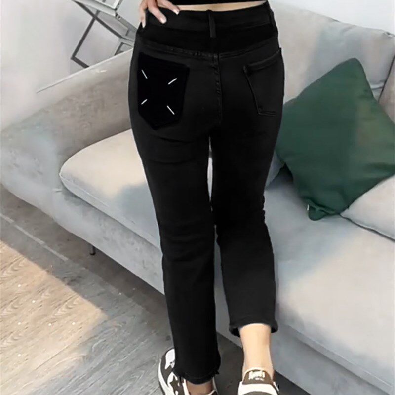 高腰弹力直筒牛仔裤女大码胖妹妹遮胯显瘦H2023春季小众设计烟管