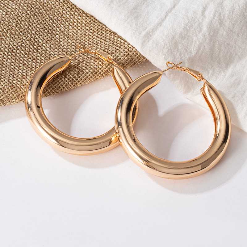 推荐LOVR New Bohemian Gold Color Earrings Faion Gold Big Hoo-图1