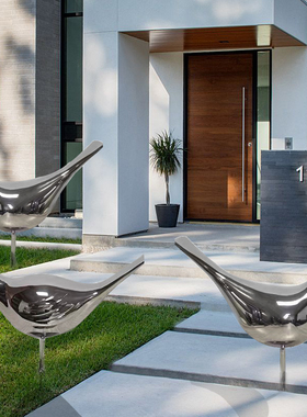 抽象简约304不锈n钢鸽子草坪户外落地庭院小动物摆件艺术品雕塑