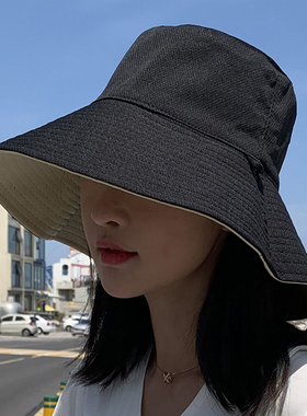 现货Double-sidedl Foldable Bucket Hat Summer Sun Hat  for Wo