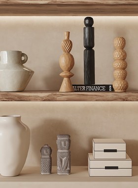 侘寂风复古陶瓷花瓶创意高档小众摆饰客厅酒柜家居中古装饰品摆件