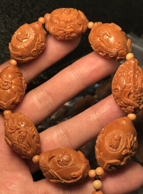 新品橄榄核手串八宝茶壶把把壶八把壶把玩核雕苏工雕刻手串文玩橄