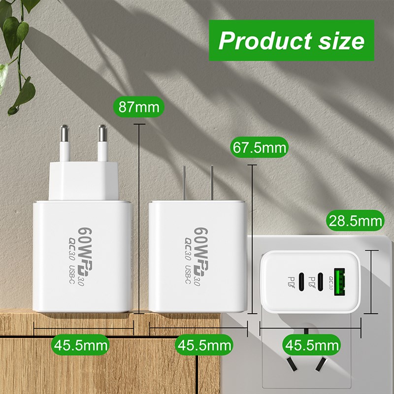 极速Olaf PD 60W USB C Charger Fast Charging Type C Charger - 图3