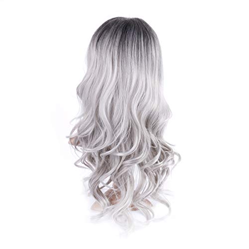 EENTeS Selvir lGray Ombre Wig for WhitA Woman Mixed Gray - 图0