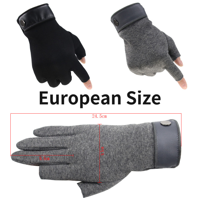 新品Winter Men Mitten 2 Fingers Exposed Keep Warm Touch Scre-图0