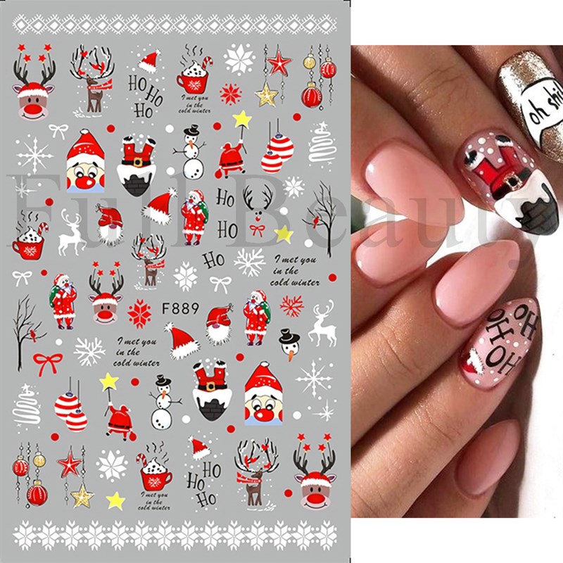 极速Christmas Nail Stickers Penguin Santa Claus Elk Tree Dee - 图0