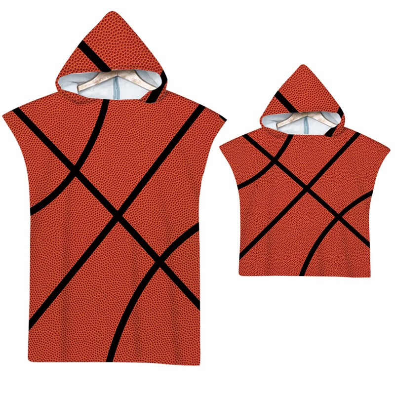 潮流球款连帽浴巾速干宽松浴袍斗B篷海边沙滩外套亲子游泳浴巾33 - 图2