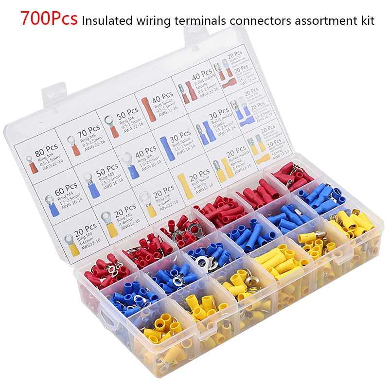 推荐700PCS Assorted Insulated Electrical Wire Crimp Cable Co - 图1