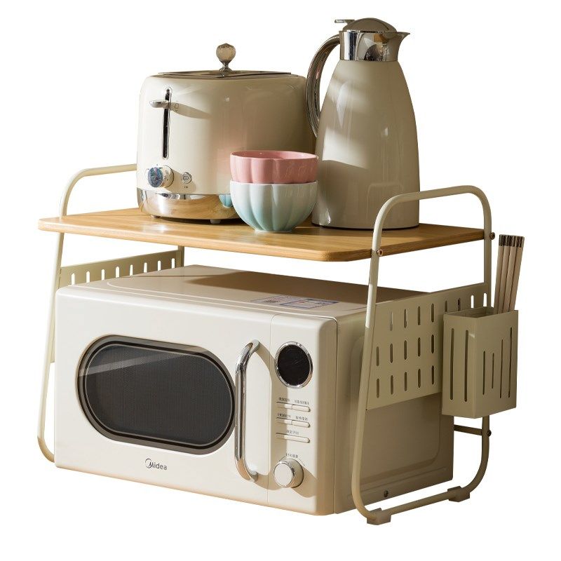 原木奶油风微波炉置物架厨房电饭煲架子台面多功能电器烤箱收纳架,淘宝优惠券,粉丝福利购,淘宝优惠卷