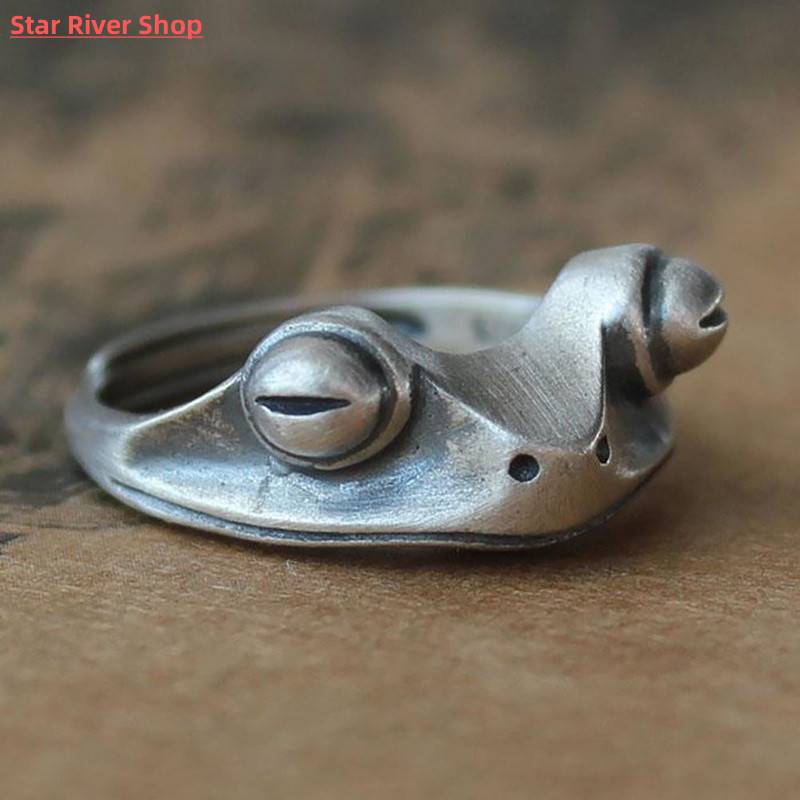 推荐Frog Toad Animal Rings for Women men Artistic Design Ret - 图0