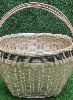 竹子编织竹制品大全竹箩筐竹编老式手工艺品手提圆篮摘菜篮鸡蛋篮