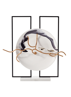 轻奢新中式摆件高端别墅软t装饰品样板间书房茶室茶壶托盘套装摆