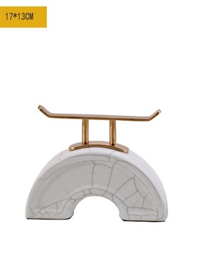 现代新中式拱桥创意摆件样板间卖场售楼处隔断玄关柜酒店软装饰品