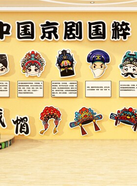 中国京剧国粹传非遗统文化幼儿园环创主题墙面装饰成品生旦净末丑