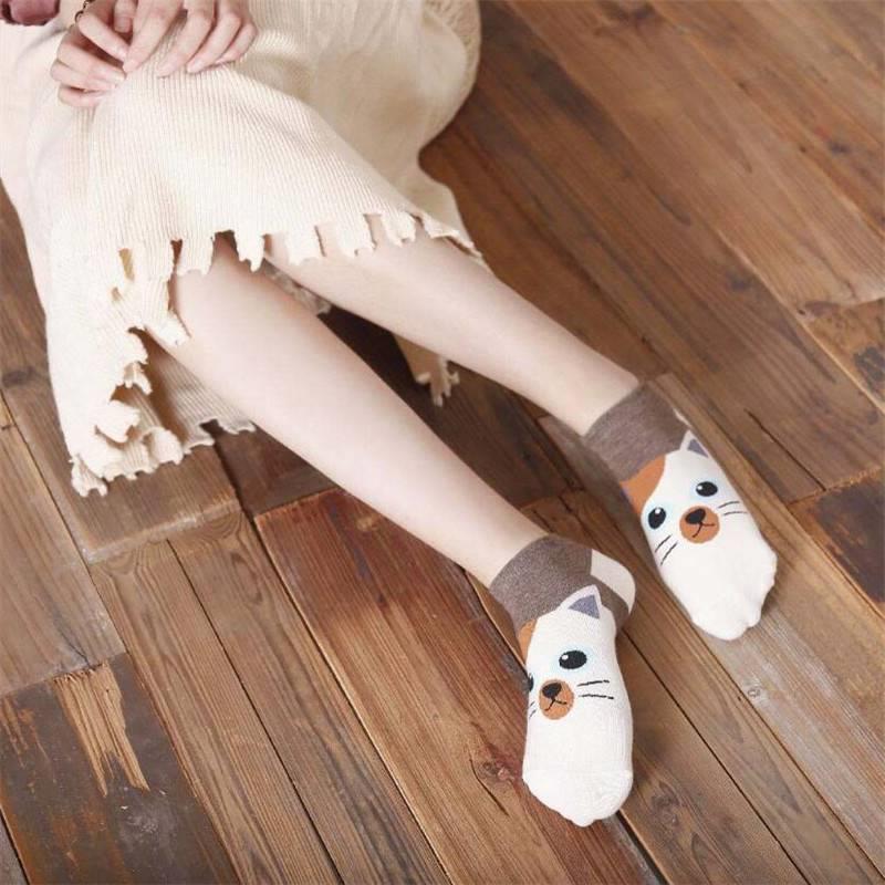 速发Cartoon animal women's socks cute cats dogs casual strai - 图2