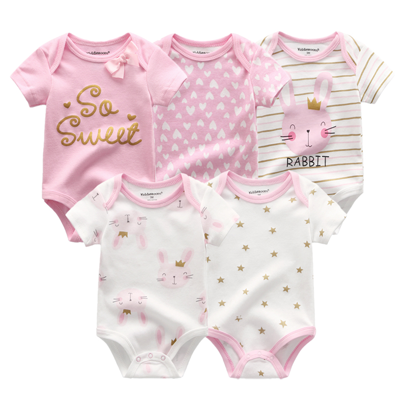 推荐2023 Unisex 5PCS Baby Girl Clothes Cotton Bodysuits Newb - 图3