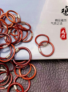 鸡血藤戒指女男单身情侣对戒小众简约素尾戒本命年小指木手工指环