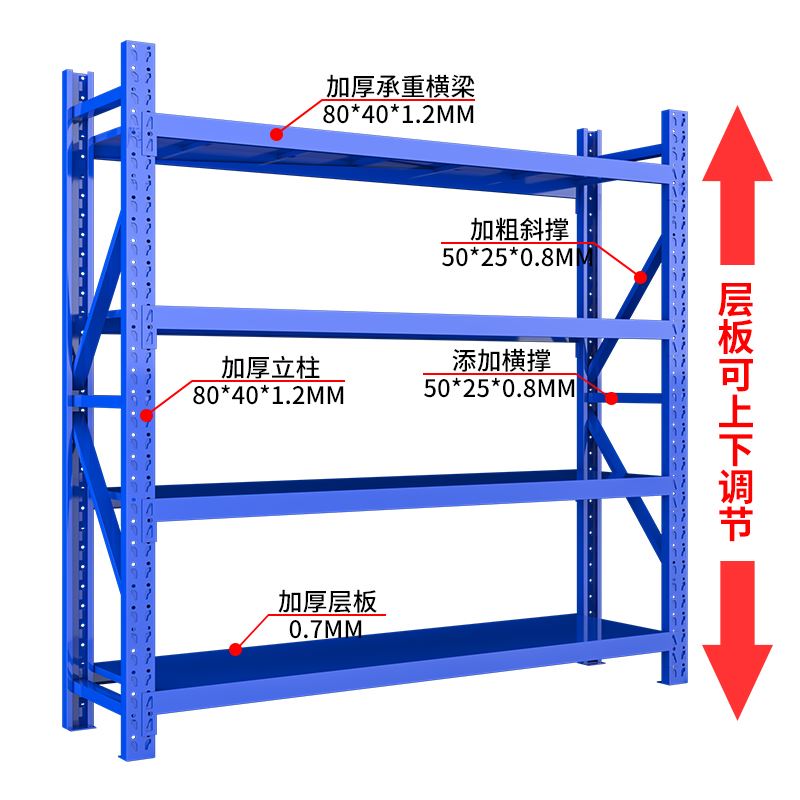 。东莞市仓储仓库货架置t物架多层家用重型铁架角钢储物藏超市快 - 图1