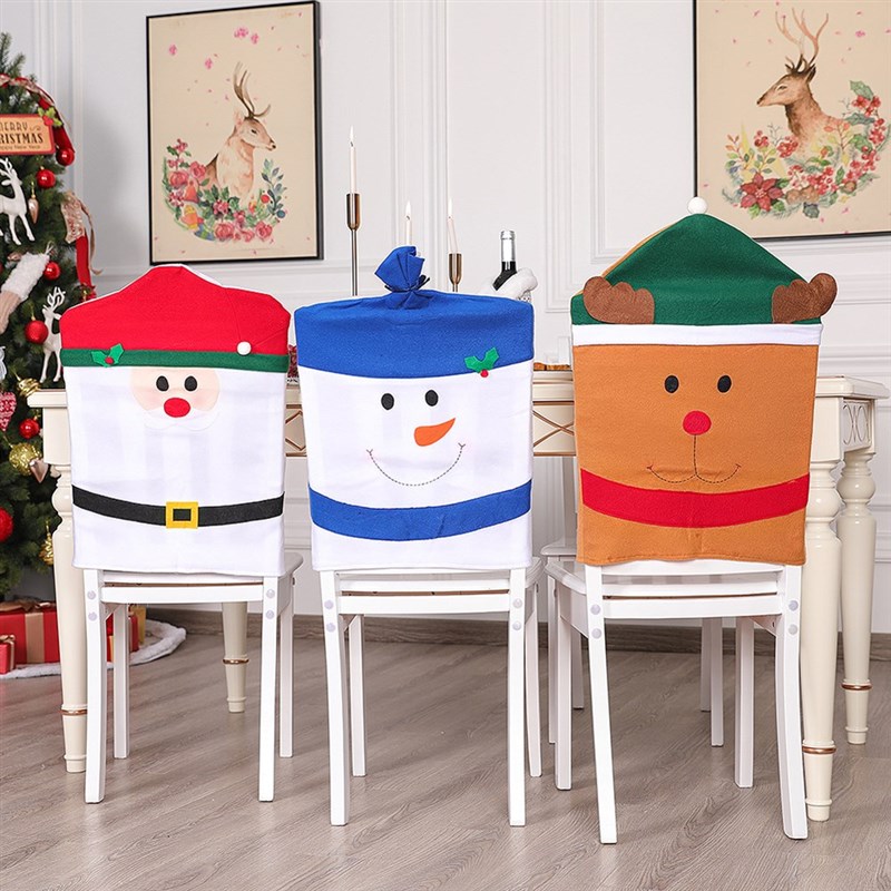 Christmas Cartoon Chair Back Cover Creative Doll Santa Claus-图0