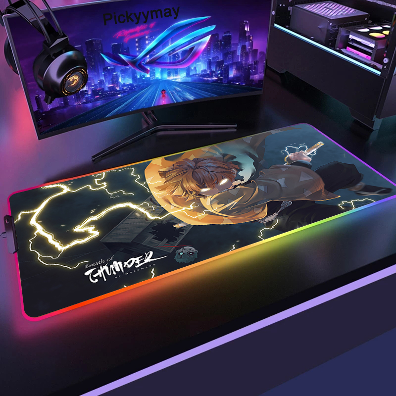 Demon Slayur RGB Moune Pad Lazrge Asime Mousepad Maese Compu - 图2