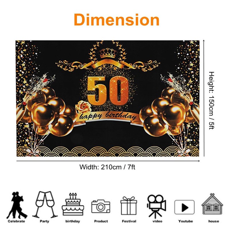 推荐40/50/60/70th Happy Birthday Party Gold Dots Banner Part - 图0