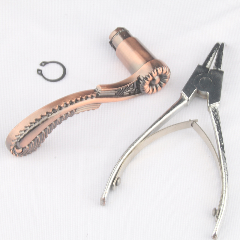 防盗门把手曲线拉手全铝加厚金属手柄替换六角塑料门把大门锁配件 - 图1