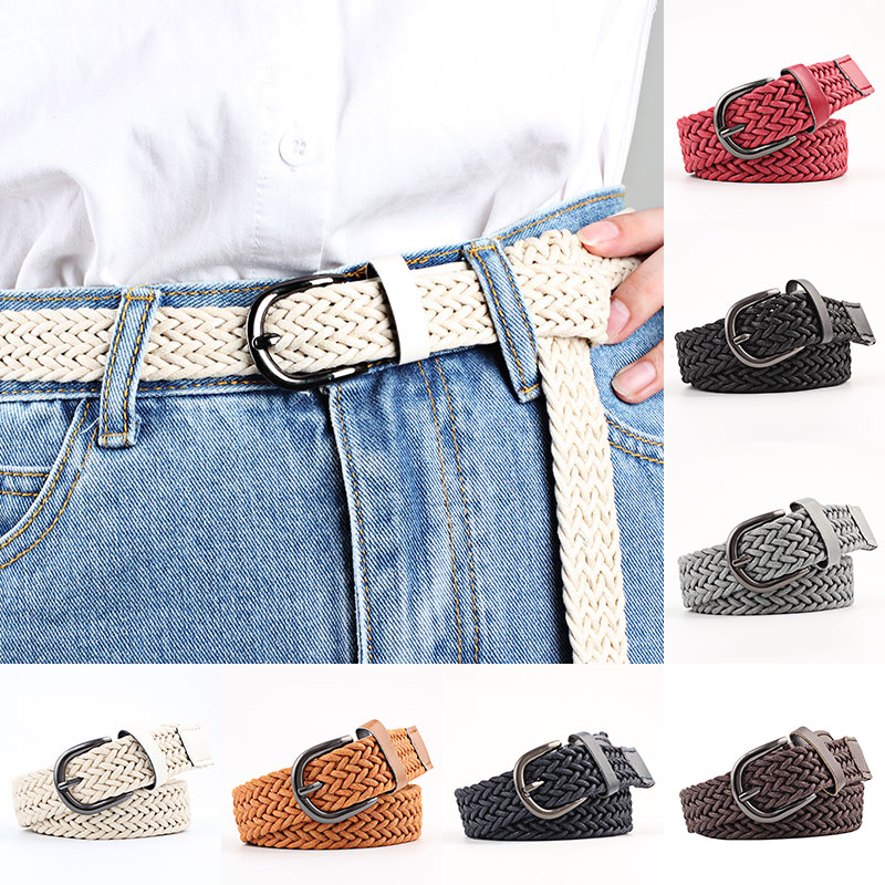 速发103cm Women Stretch Twist Woven Belt Wax Rope Braided Wa-图2