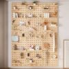 Home storage solid wood hole board wall rack dormitory entrance kitchen bathroom wall rack storage rack