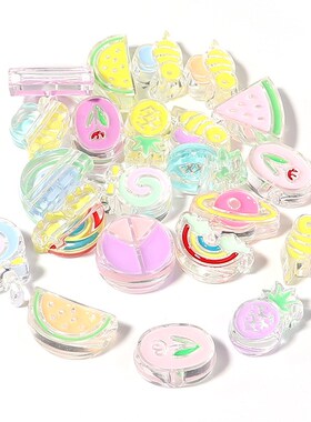 10颗/包 亚克力浅色系卡通爱心动物串珠 diy少女T心头绳手链小饰
